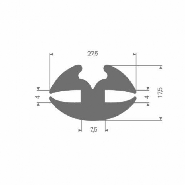 Vollgummi Klemmprofil grau 4/4mm (L=25m)
