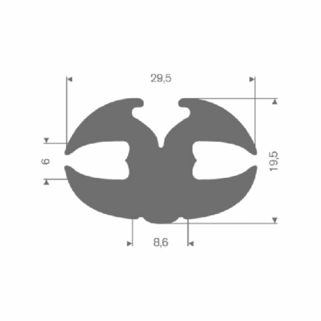 Vollgummi Klemmprofil grau 6/6mm (L=25m)