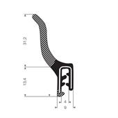 Vollgummi/Moosgummi Klemmprofil 1,5-4mm / BxH=9x44,6mm (L=30m)