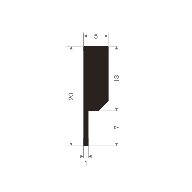 Vollgummi P-Profil geschlossen / BxH=5x20mm (L=100m)