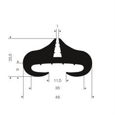 Vollgummi Profil 35mm / BxH= 46x25,5mm (L=25m)