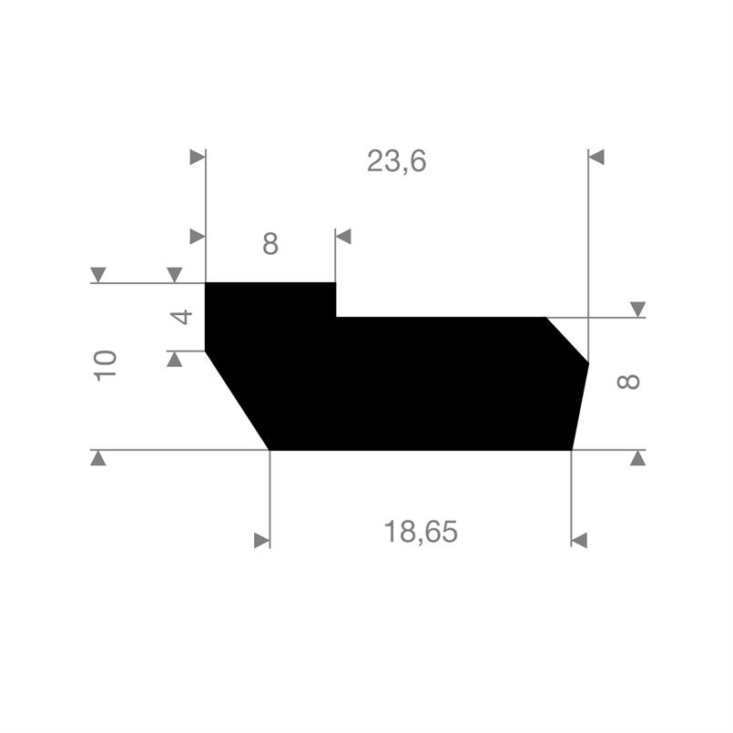 Vollgummi Profil BxH=23,6x10mm (L=50m)
