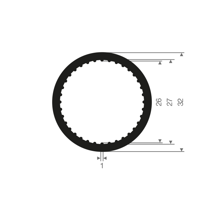 Vollgummi schlauchprofil 27x32mm (L=25m)