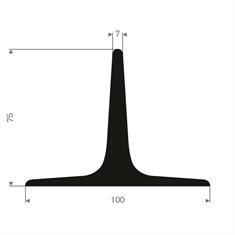 Vollgummi T-Profil BxH=100x75mm (5 Meter rollen)