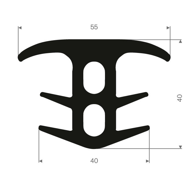 Vollgummi T-Profil BxH=55x40mm (L=15m)
