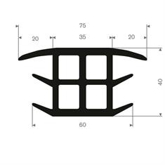 Vollgummi T-Profil BxH=60x40mm (L=25m)