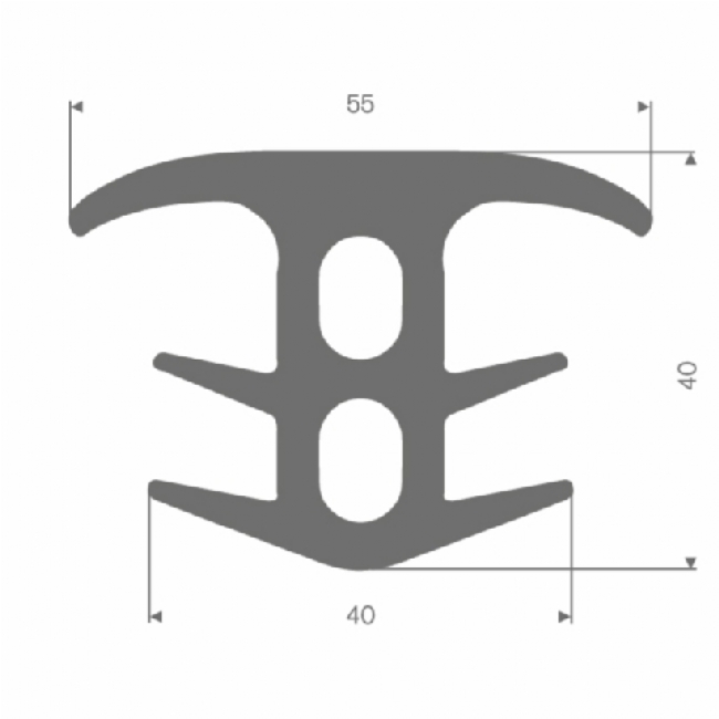 Vollgummi T-Profil grau BxH=55x40mm (L=15m)