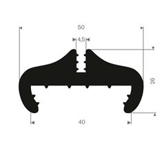 Vollgummi Transfer Profil 40mm / BxH= 50x26mm (L=25m)