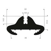 Vollgummi Transfer Profil 49mm / BxH= 62x21,5mm (L=25m)