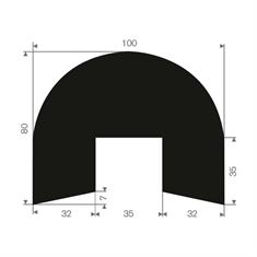 Vollgummi U-Fenderprofil 35mm / BxH=100x80mm (Rolle 5m)