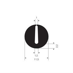 Vollgummi U-Profil 1-1,5mm / BxH=11,5x11,5mm (L=50m)