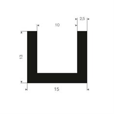 Vollgummi U-Profil 10mm / BxH= 15x13mm (L=50m)