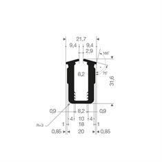 Vollgummi U-Profil 10mm / BxH=20x31,6mm (L=50m)