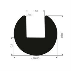 Gummi Wandschutz schwarz LxBxH=1000x162x48mm - Technikplaza