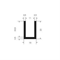 Vollgummi U-Profil 11mm / BxH= 23x16mm (L=50m)