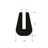 Vollgummi U-Profil 1mm / BxH=4,8x7,5mm (L=200m)