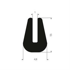 Vollgummi U-Profil 1mm / BxH=4,8x7,5mm (L=200m)