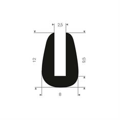 Vollgummi U-Profil 2,5mm /BxH= 8x12mm (L=100m)