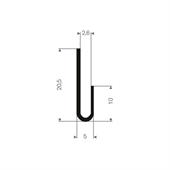 Vollgummi U-Profil 2,6mm / BxH=5x20,5mm (L=50m)