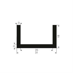 Vollgummi U-Profil 25mm / BxH=31x18mm (L=25m)