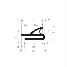 Vollgummi U-Profil 2mm / BxH= 23x13mm (L=25m)