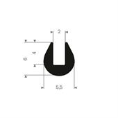 Vollgummi U-Profil 2mm / BxH=5,5x6mm (L=200m)