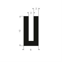 Vollgummi U-Profil 2mm / BxH=6x12mm (L=50m)