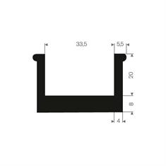 Vollgummi U-Profil 33,5mm / BxH= 44,5x28mm (L=25m)