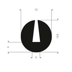 Vollgummi U-Profil 3mm / BxH=12,5x12,5mm (L=100m)