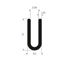 Vollgummi U-Profil 3mm / BxH=5,5x12mm (L=200m)