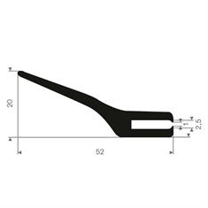 Vollgummi U-Profil 3mm / BxH= 52x20mm (L=50m)