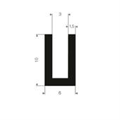 Vollgummi U-Profil 3mm / BxH=6x10mm (L=100m)