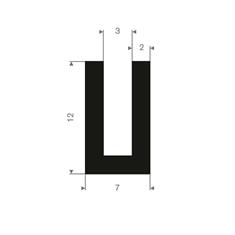 Vollgummi U-Profil 3mm / BxH=7x12mm (L=50m)