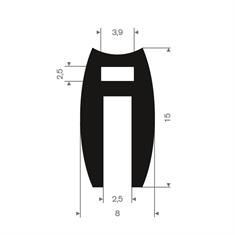 Vollgummi U-Profil 3mm / BxH= 8x15mm (L=50m)