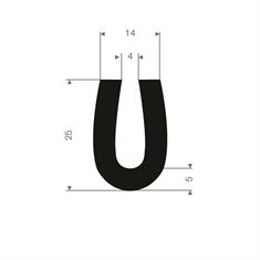 Vollgummi U-Profil 4mm / BxH= 14x25mm (L=30m)