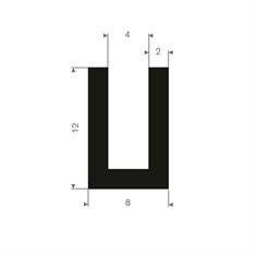 Vollgummi U-Profil 4mm / BxH=8x12mm (L=50m)