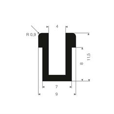 Vollgummi U-Profil 4mm / BxH=9x11,5mm (L=30m)