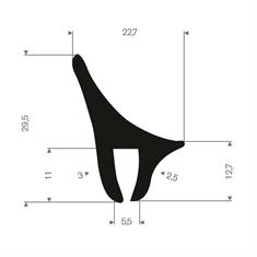 Vollgummi U-Profil 5,5mm /BxH=22,7x29,5mm (L=50m)