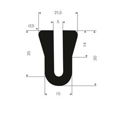 Vollgummi U-Profil 5mm / BxH=21,5x30mm (L=50m)