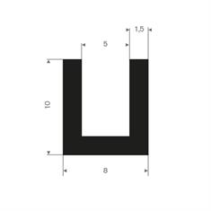 Vollgummi U-Profil 5mm / BxH=8x10mm (L=100m)