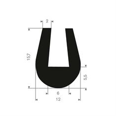 Vollgummi U-Profil 6mm / BxH= 12x15,7mm (L=50m)