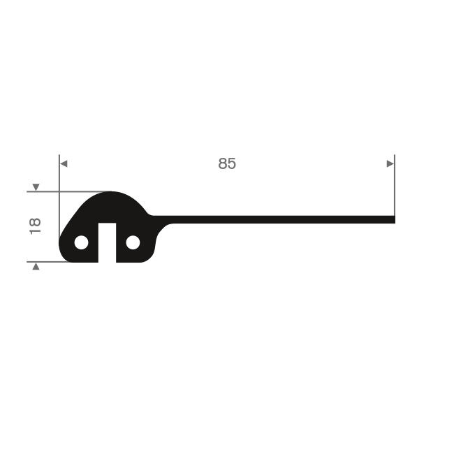 Vollgummi U-Profil 85mm / BxH=85x18mm (L=25m)