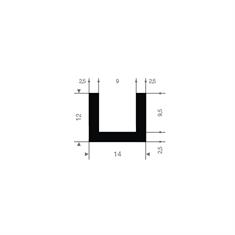 Vollgummi U-profil 9mm /BxH=14x12mm (L=50m)