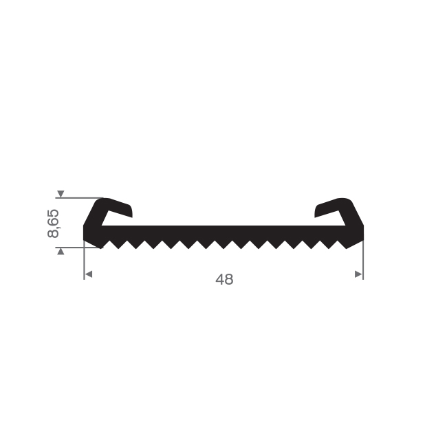 Vollgummi U-Profil BxH=48x8,65mm (L=25m)