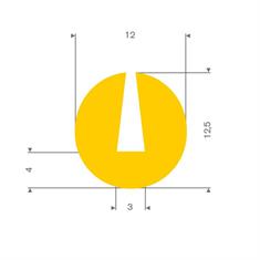 Vollgummi U-Profil gelb 3mm / BxH=12,5x12,5mm
