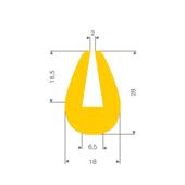 Vollgummi U-Profil gelb 6,5mm /BxH=18x28mm (L=25m)