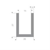 Vollgummi U-Profil grau 14mm / BxH=20x27mm (L=20m)