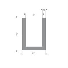 Vollgummi U-Profil grau 14mm / BxH=20x27mm (L=20m)