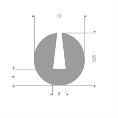 Vollgummi U-Profil grau 3mm / BxH=12,5x12,5mm (L=100m)