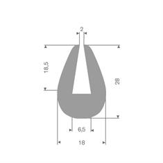 Vollgummi U-Profil grau 6,5mm /BxH=18x28mm (L=50m)